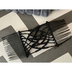 Metal and Black Bead Hair Accessory NWOT